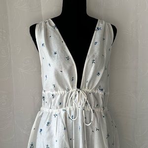 H&M White and Blue, Floral, backless, sleeveless dress